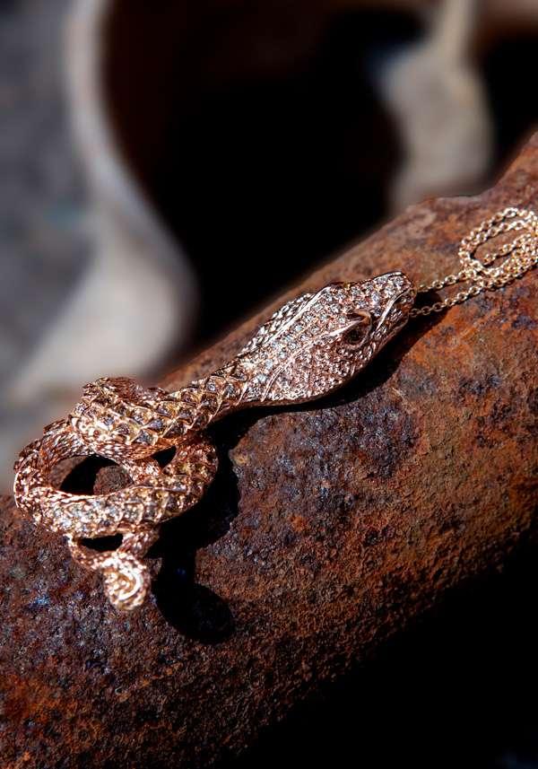 Rose & Lini SIMONA TAGLIAFERRI “COBRA PENDANT NECKLACE J217” PINK GOLD Promozione temporanea