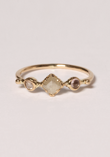Rose & Lini DORETTE GOLD & PINK CABOCHON “BAGUE SIMPLE” RING Solo un giorno rimasto