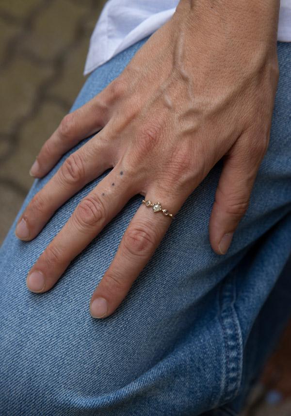 Rose & Lini DORETTE GOLD & PINK CABOCHON “BAGUE SIMPLE” RING Solo un giorno rimasto