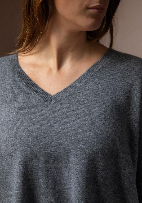 Rose & Lini ABSOLUT CASHMERE “PONCHO CAMILLE” DARK GREY Italy