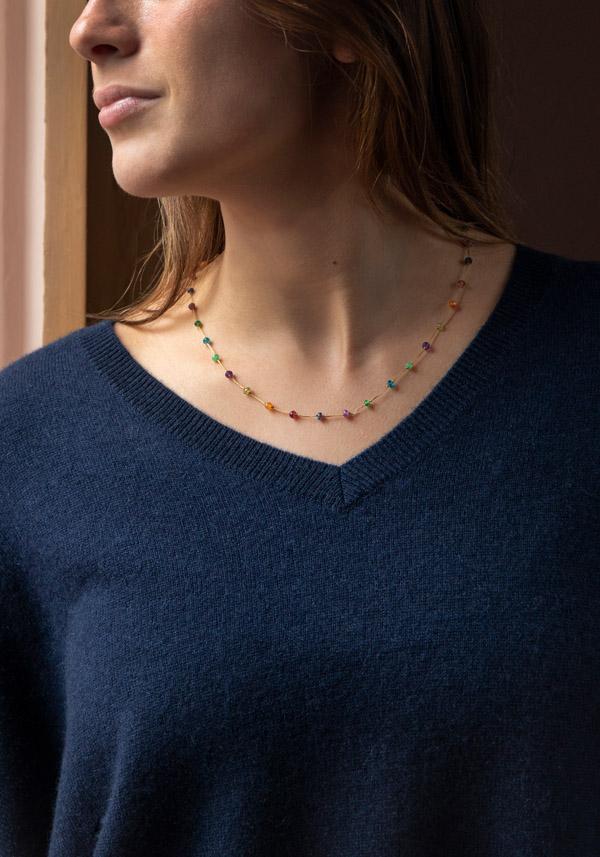 Rose & Lini ABSOLUT CASHMERE “PONCHO CAMILLE” NAVY In Linea