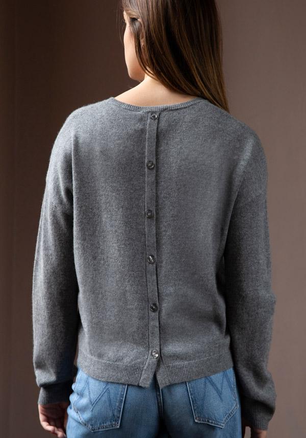 Rose & Lini ABSOLUT CASHMERE “PULL LISA” DARK GREY Qualità