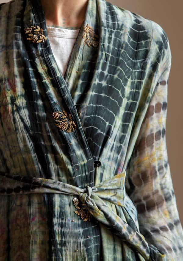 Rose & Lini OBIDI PATTERNED SILK “AMBER DRESS” BLACK Spedizione Gratuita