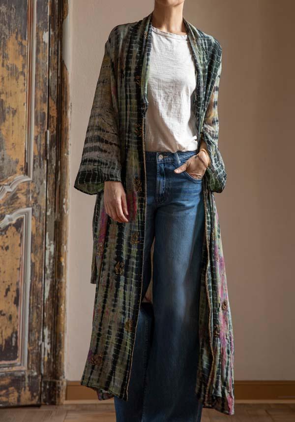 Rose & Lini OBIDI PATTERNED SILK “AMBER DRESS” BLACK Spedizione Gratuita