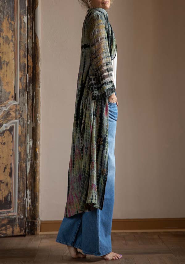Rose & Lini OBIDI PATTERNED SILK “AMBER DRESS” BLACK Spedizione Gratuita