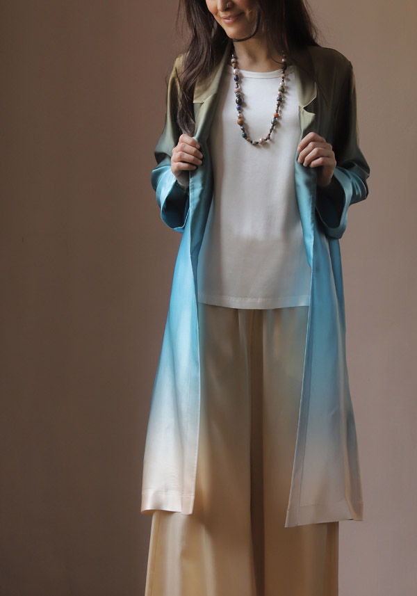 Rose & Lini SLEEP NO MORE SILK “SNM04” CHINA BLUE DUSTY COAT Soddisfazione Garantita
