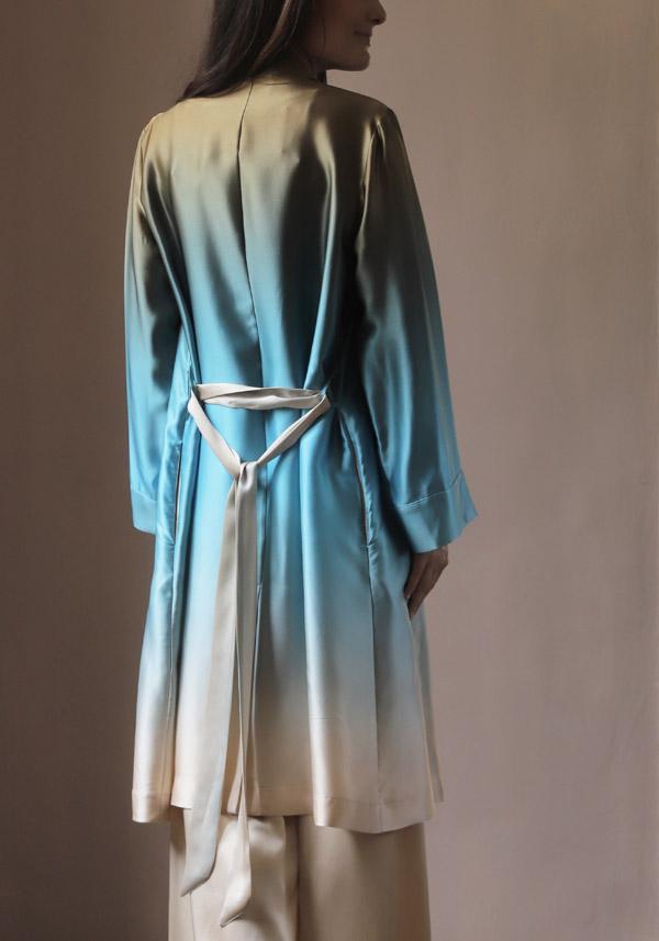 Rose & Lini SLEEP NO MORE SILK “SNM04” CHINA BLUE DUSTY COAT Soddisfazione Garantita
