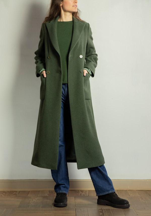 Rose & Lini CRISTINA BONFANTI YACK “LARES” MOSS GREEN COAT Qualità Garantita