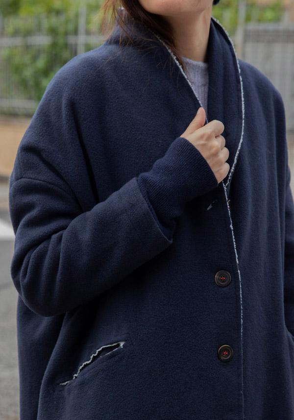 Rose & Lini HANNOH WOOL & CASHMERE “MILENA” NAVY COAT Offerta