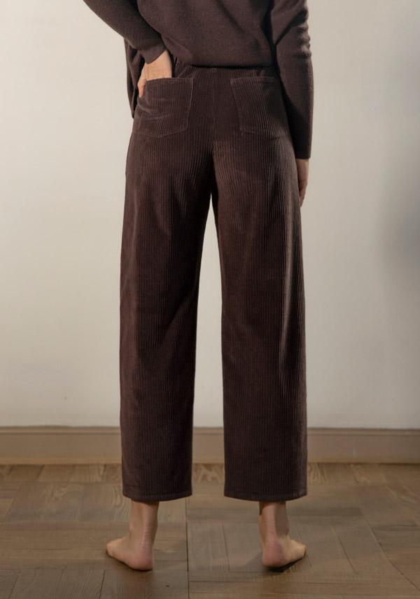 Rose & Lini BARBARA TANI “PANTS 462 V03” CORDUROY CHOCO BROWN In Vendita