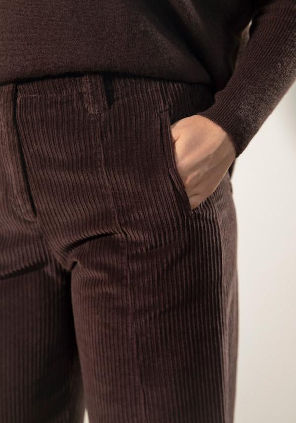 Rose & Lini BARBARA TANI “PANTS 462 V03” CORDUROY CHOCO BROWN In Vendita