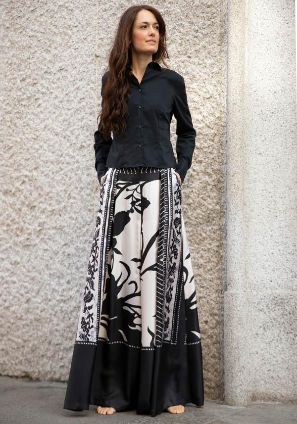 Rose & Lini CO.GO SILK BLACK & WHITE “PANTS VP241” FOULARDS Offerte