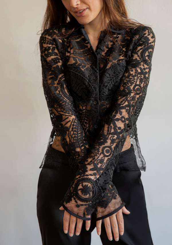 Rose & Lini CO.GO LACE “SHIRT 307” BLACK Vendita Calda