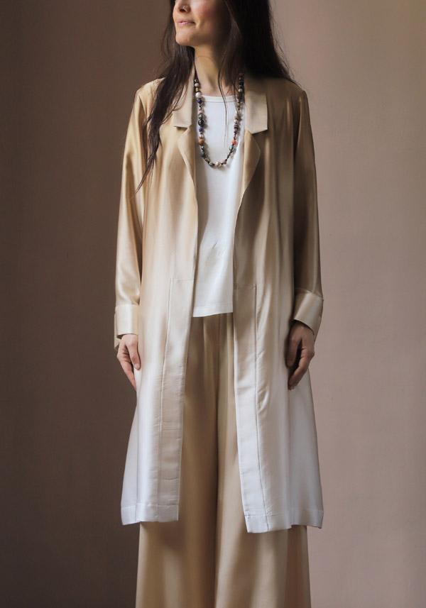 Rose & Lini SLEEP NO MORE SILK “SNM04” GOLD DUSTY COAT Saldi Di Fabbrica