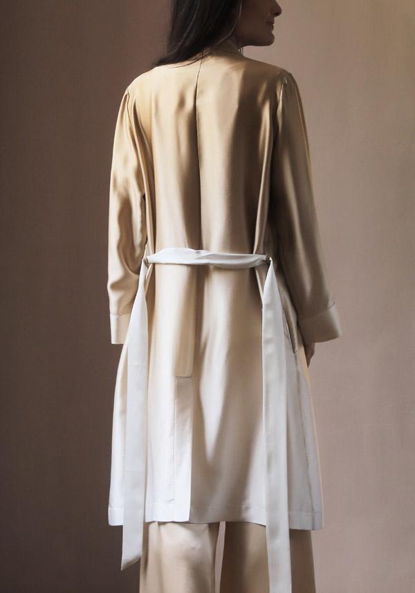 Rose & Lini SLEEP NO MORE SILK “SNM04” GOLD DUSTY COAT Saldi Di Fabbrica