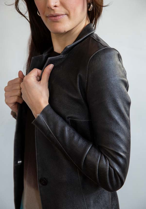 Rose & Lini GIORGIO BRATO LEATHER “BLAZER” VINTAGE BLACK Vendite Flash