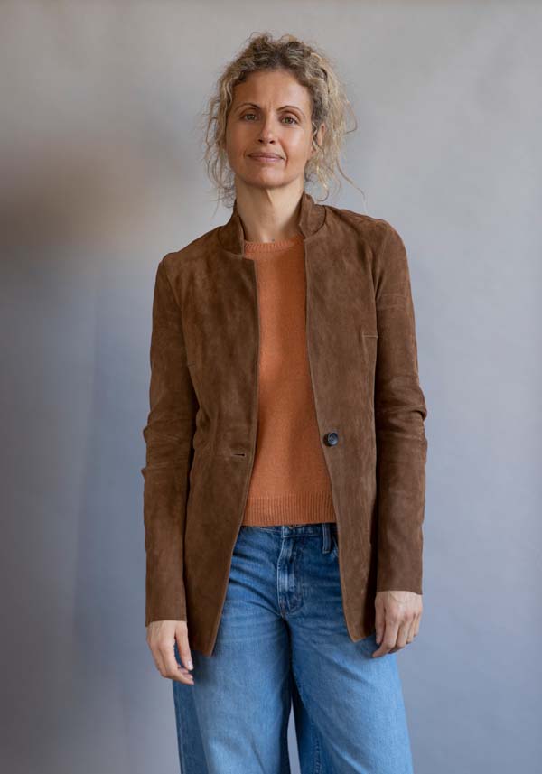 Rose & Lini GIORGIO BRATO SUEDE LEATHER “BLAZER” MUD Negozio