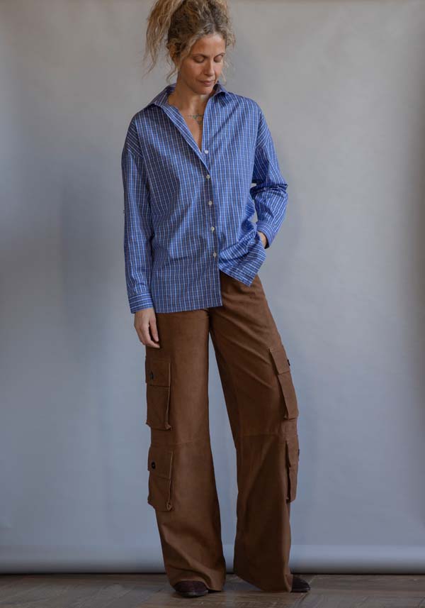 Rose & Lini GIORGIO BRATO SUEDE LEATHER “CARGO PANTS” RUM Nuova