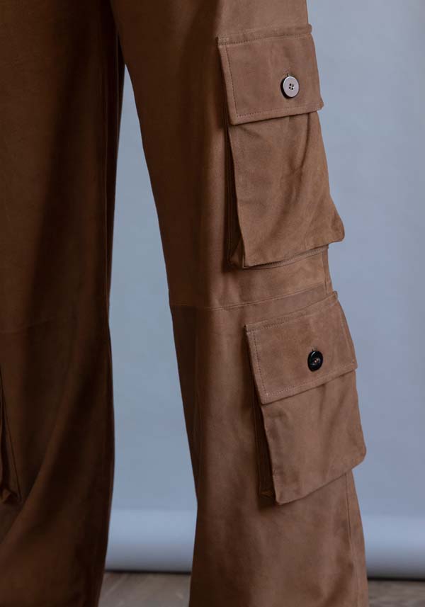 Rose & Lini GIORGIO BRATO SUEDE LEATHER “CARGO PANTS” RUM Nuova