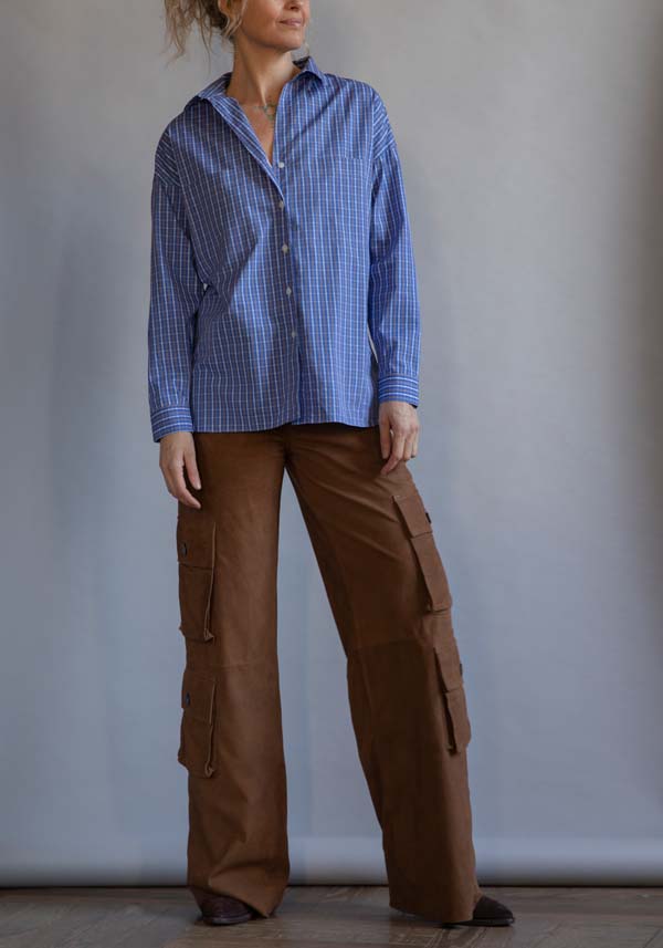 Rose & Lini GIORGIO BRATO SUEDE LEATHER “CARGO PANTS” RUM Nuova