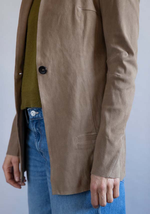 Rose & Lini GIORGIO BRATO SUEDE LEATHER “BLAZER” TAUPE Moda