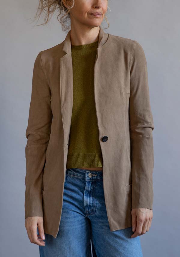 Rose & Lini GIORGIO BRATO SUEDE LEATHER “BLAZER” TAUPE Moda