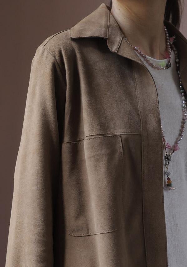 Rose & Lini FURLING BY GIANI SUEDE LEATHER “PERLA” TAUPE JACKET Spedizione gratuita