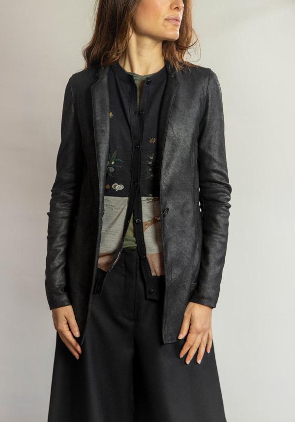 Rose & Lini GIORGIO BRATO LEATHER “BLAZER 7985” BLACK JACKET Sconto di tempo limitato