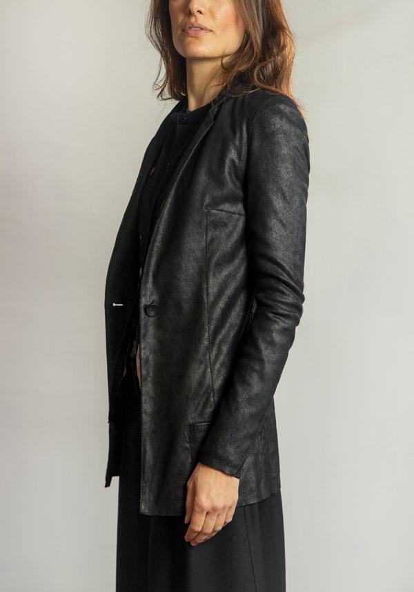 Rose & Lini GIORGIO BRATO LEATHER “BLAZER 7985” BLACK JACKET Sconto di tempo limitato