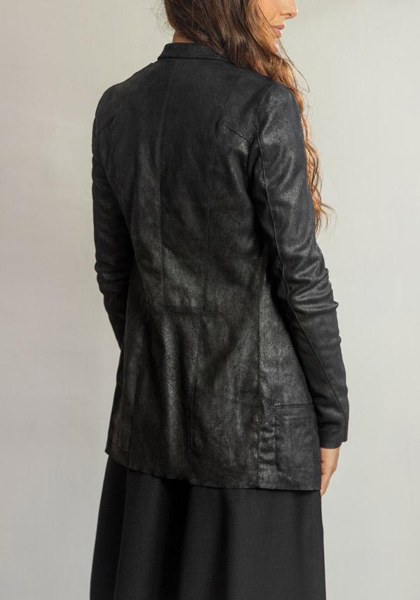 Rose & Lini GIORGIO BRATO LEATHER “BLAZER 7985” BLACK JACKET Sconto di tempo limitato