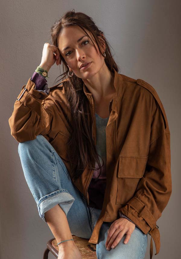 Rose & Lini GIORGIO BRATO SUEDE LEATHER “JACKET 21052” RUM Offerta speciale