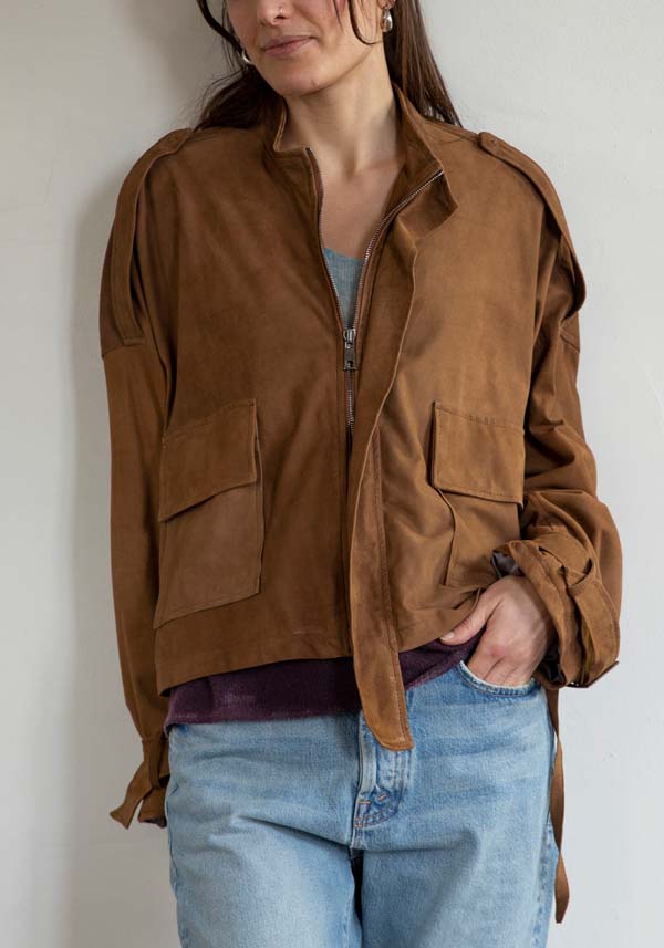 Rose & Lini GIORGIO BRATO SUEDE LEATHER “JACKET 21052” RUM Offerta speciale