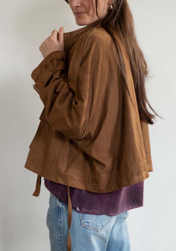 Rose & Lini GIORGIO BRATO SUEDE LEATHER “JACKET 21052” RUM Offerta speciale
