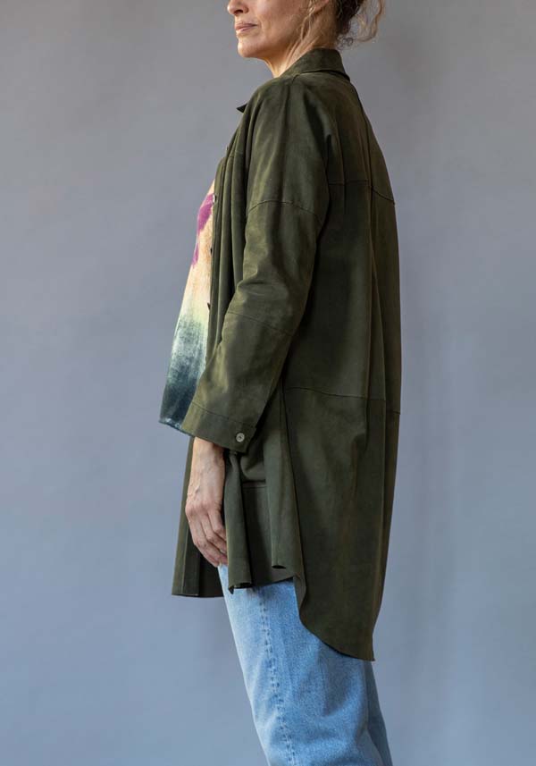 Rose & Lini GIORGIO BRATO SUEDE LEATHER “OVER SHIRT” MILITARY Comprare a buon mercato