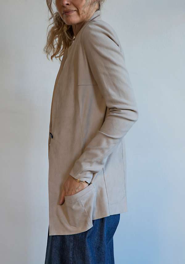 Rose & Lini GIORGIO BRATO SHELL SUEDE LEATHER “BLAZER STRETCH” Grande vendita