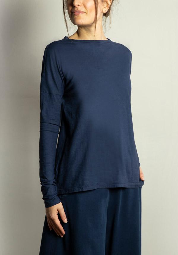 Rose & Lini BARBARA TANI COTTON & CASHMERE “TSHIRT 1585 CCL” BLUE Flash Sale