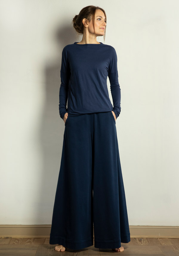 Rose & Lini BARBARA TANI COTTON & CASHMERE “TSHIRT 1585 CCL” BLUE Flash Sale