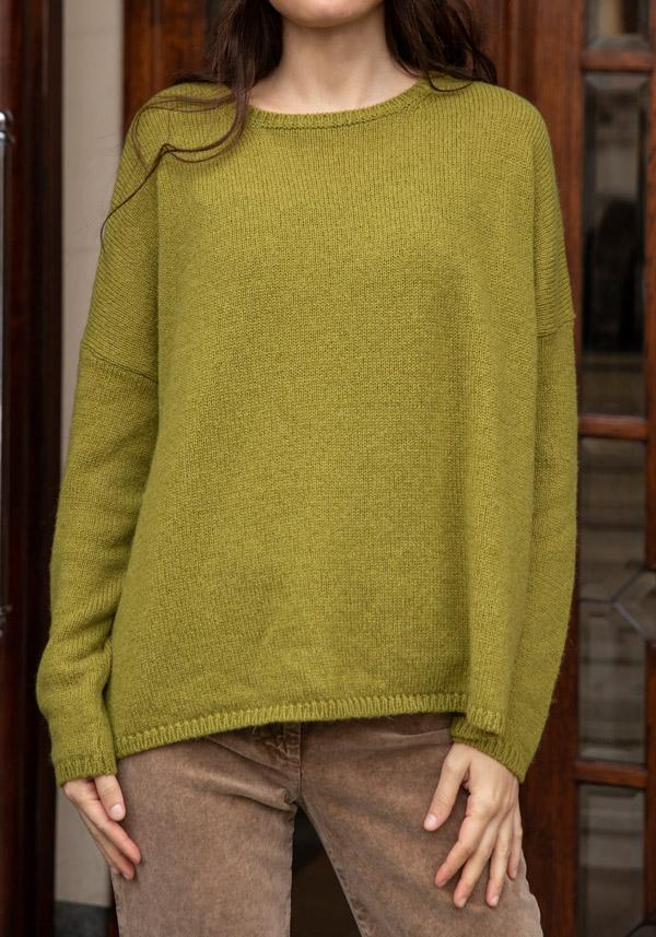 Rose & Lini APUNTOB CASHMERE & ALPACA “PULL 1890” GRASS GREEN Offerta per la Festa della Mamma
