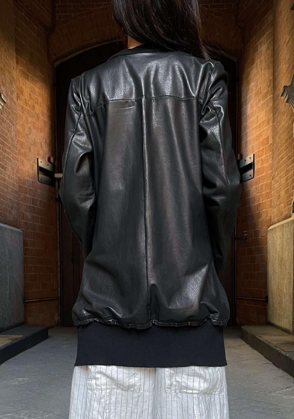 Rose & Lini GIORGIO BRATO BLACK LEATHER “CARDIGAN OVER” Offerta Giorno del Papà