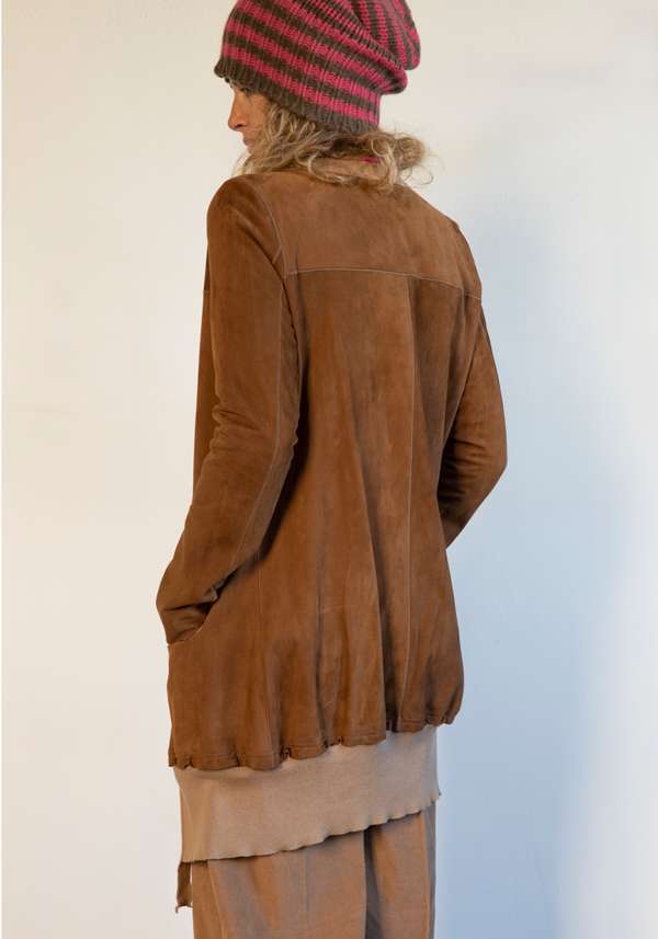Rose & Lini GIORGIO BRATO RUM SUEDE LEATHER “CARDIGAN OVER” Offerta San Valentino