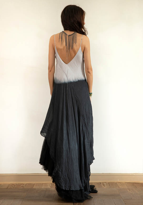 Rose & Lini MARC LE BIHAN SILK “ROBE 2111” IVORY & BLACK DRESS Online Outlet