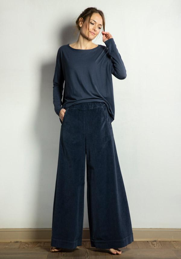 Rose & Lini BARBARA TANI COTTON “PANTS 457 V03” CORDUROY LAVAGNA Liquidazione
