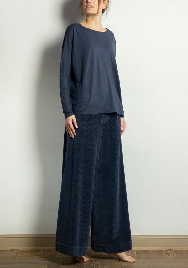 Rose & Lini BARBARA TANI COTTON “PANTS 457 V03” CORDUROY LAVAGNA Liquidazione