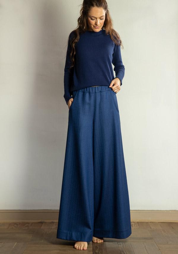 Rose & Lini BARBARA TANI WOOL & CASHMERE “PANTS 457 LANA” BLUETTE Offerte speciali