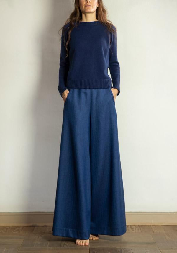 Rose & Lini BARBARA TANI WOOL & CASHMERE “PANTS 457 LANA” BLUETTE Offerte speciali
