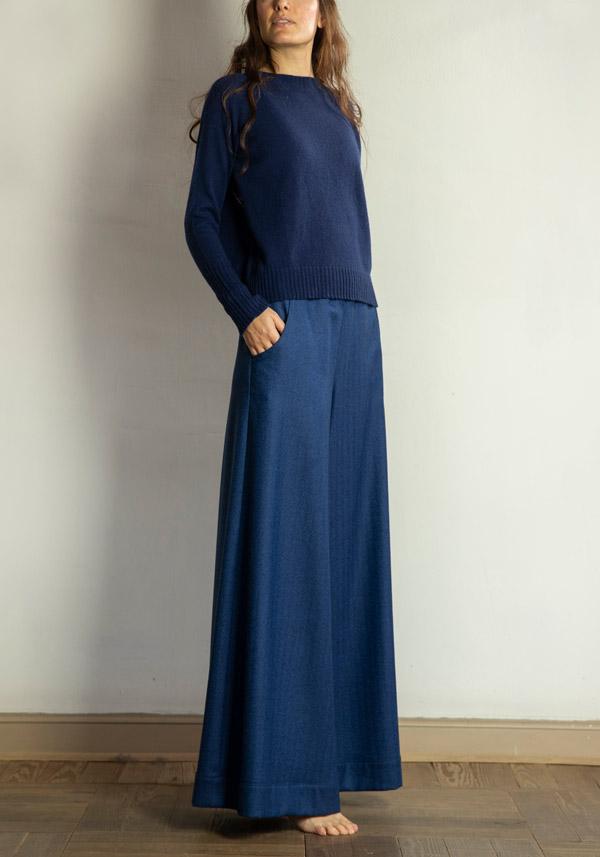 Rose & Lini BARBARA TANI WOOL & CASHMERE “PANTS 457 LANA” BLUETTE Offerte speciali