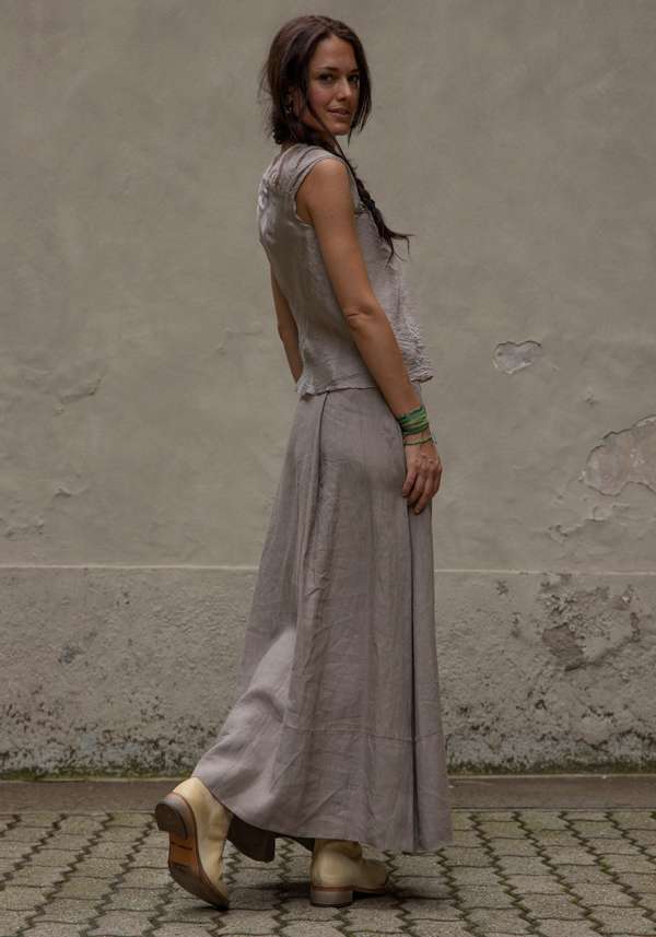 Rose & Lini MARC LE BIHAN TAUPE LINEN LONG “SKIRT 2510” Enormi risparmi