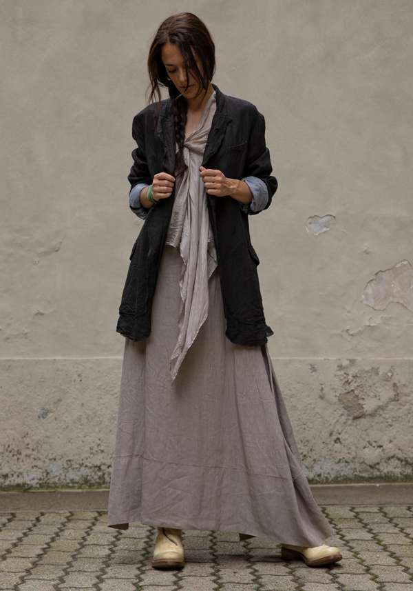 Rose & Lini MARC LE BIHAN TAUPE LINEN LONG “SKIRT 2510” Enormi risparmi