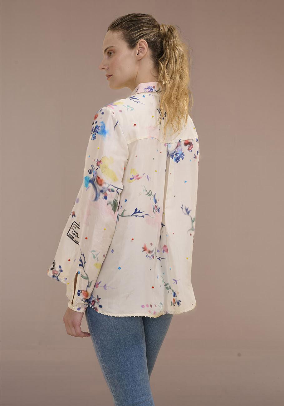 Rose & Lini AN AN LONDREE SILK “NOTE BLOUSE” WHITE Ritorno libero