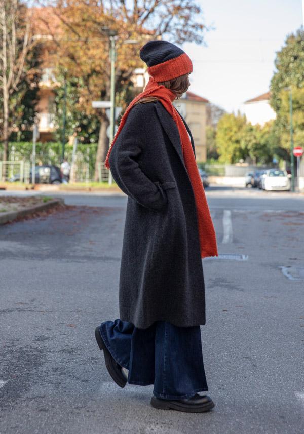 Rose & Lini BOBOUTIC CASHMERE & SILK COAT “4788” CHARCOAL Ultimi tre giorni